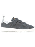 metallic leather-trimmed sneakers