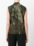 camouflage print sleeveless blouse