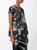 blossom print asymmetric blouse