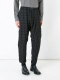 checked drop crotch trousers