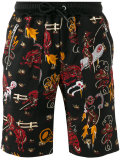 cowboy print drawstring shorts