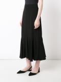 ruffled hem midi skirt