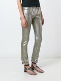 metallic effect skinny jeans