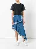 lace-sleeve T-shirt