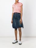 draped A-line denim skirt