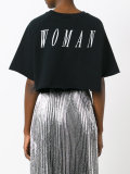'war' print cropped sweatshirt