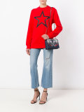 embroidered denim shoulder bag