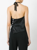 striped ruffle trim top 