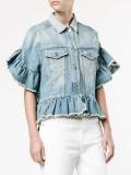ruffle-trimmed denim jacket