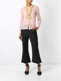 ruffled neck sheer blouse