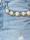 pearl embellished denim skirt 
