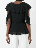 draped off shoulder pleated top