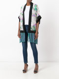 printed fringed trim jacket