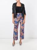 leaves print cropped trousers