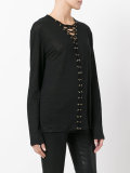 crossed lace-up top