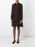floral embellished long-sleeved dress