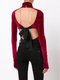 velvet effect open back bodysuit