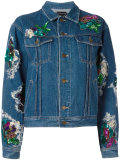 foral patches denim jacket