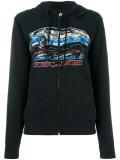 car print zipped hoodie