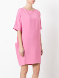 draped back shift dress