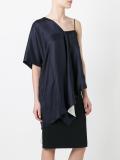 asymmetric sleeve draped blouse