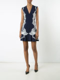 lace appliqué deep-V dress