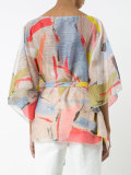 printed belted blouse 