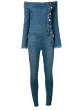 strapless denim jumpsuit