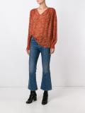 printed V-neck blouse