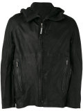 hooded leather jacket