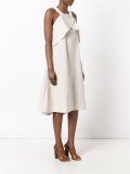 asymmetric pleat A-line dress