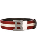logo buckle stripe belt
