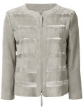 sheer stripes collarless jacket