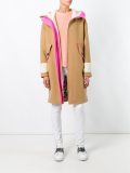 hooded shearling cuff coat
