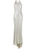 halterneck metallic thread dress