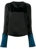 contrast cuff blouse