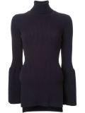 crepe knit flared sleeve sweater