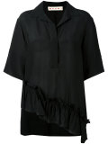 ruffle trim asymmetric hem shirt