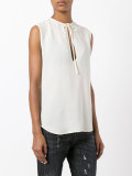 sleeveless tied neck top