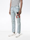 embroidered stone bleached jeans 