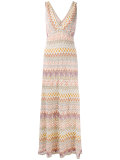 patterned deep V-neck dress