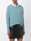 colour block long sleeve sweater
