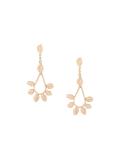 diamond leaf hoop stud earrings