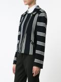 striped pattern biker jacket