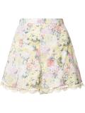 scalloped hem floral shorts