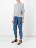 tie waist jogger denim effect tapered trousers