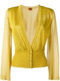sheer sleeve buttoned cardigan