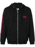 logo embroidered zipped hoodie