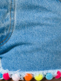 pom-pom trim denim shorts