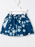 floral and paper airplane print skirt